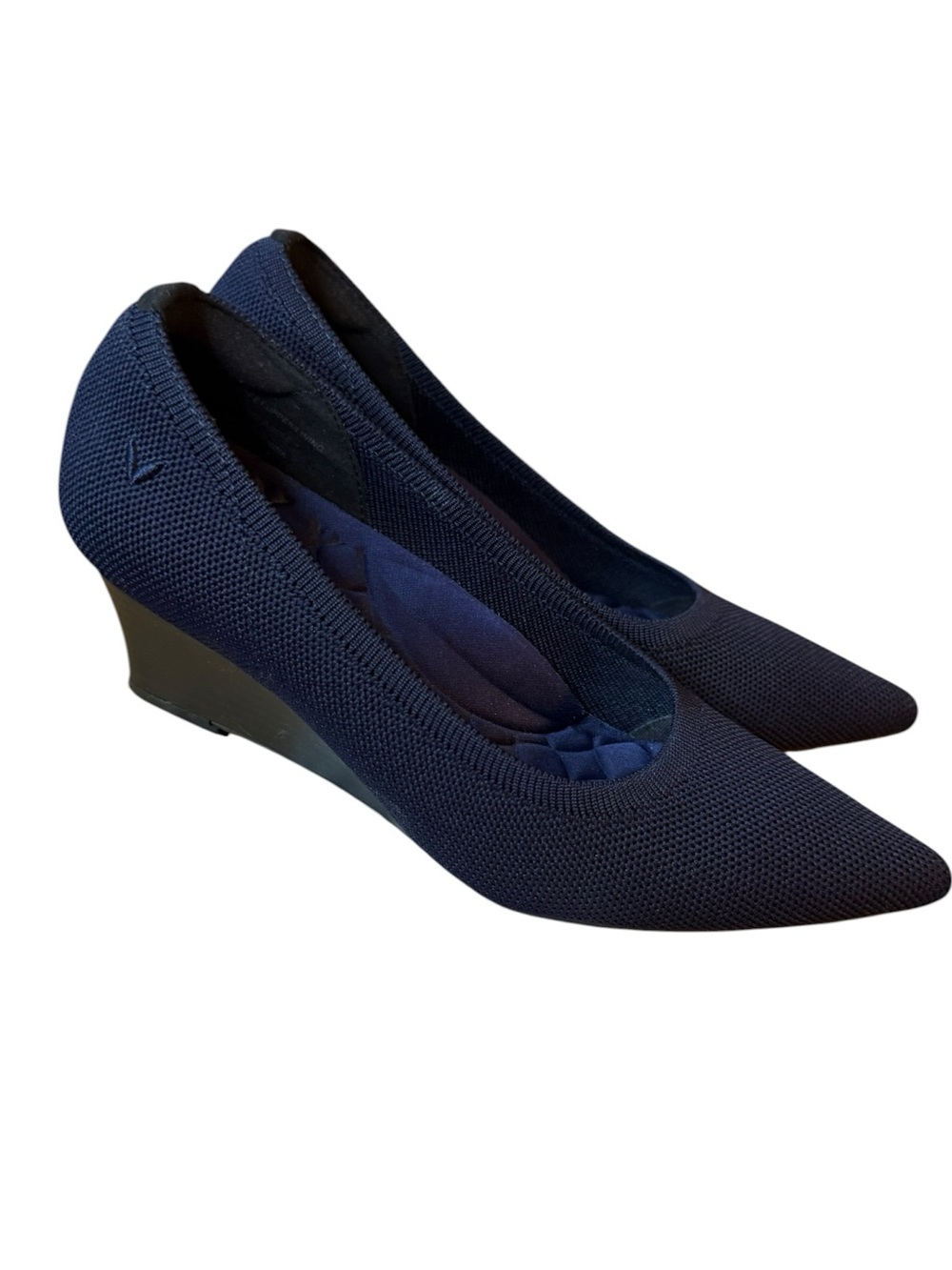 Vivaia Deborah Navy Blue Pointed Toe Wedge Heels